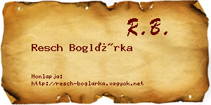 Resch Boglárka névjegykártya